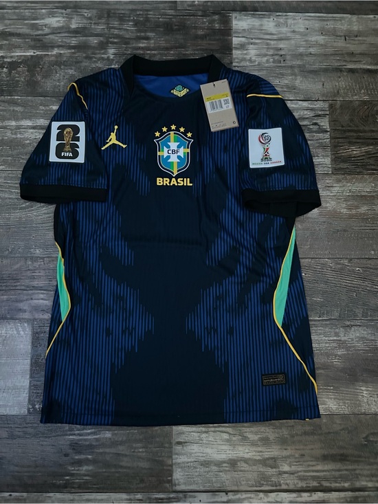 Other - Brazil Navy Blue Soccer Jersey with Yellow & Green Accents